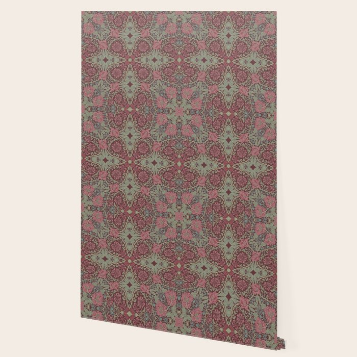 William Morris Plum Wine Floral Wallpaper Gallery Image 2
