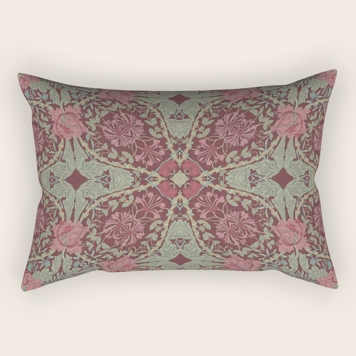 William Morris Plum Wine Floral Rectangular Pillow Gallery Image 2