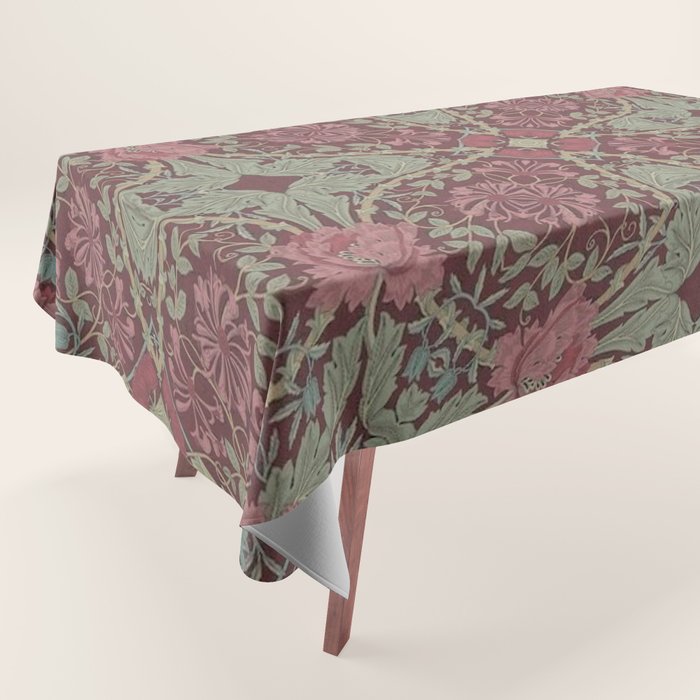 William Morris Plum Wine Floral Tablecloth Gallery Image 1