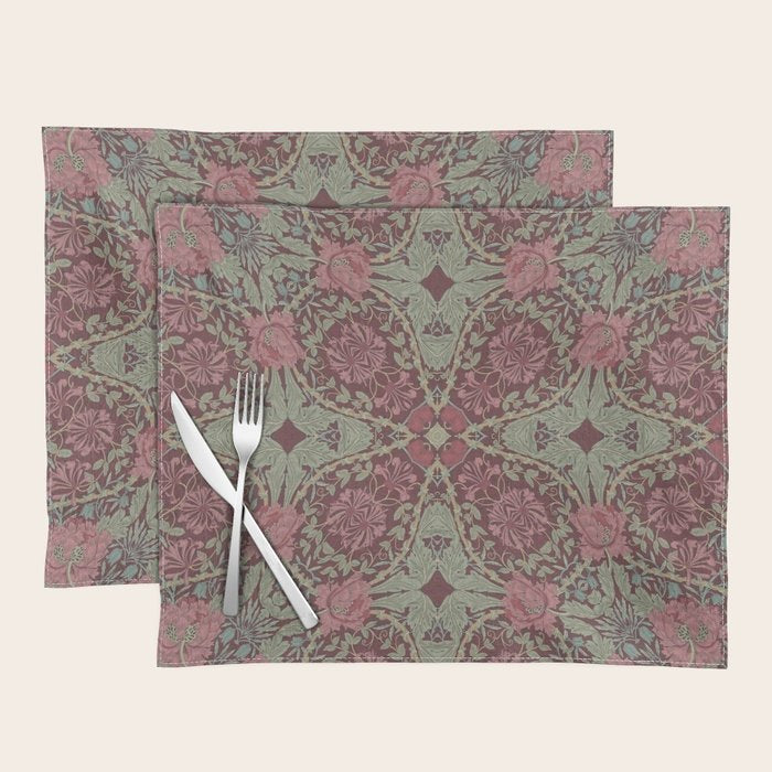 William Morris Plum Wine Floral Placemat Gallery Image 1