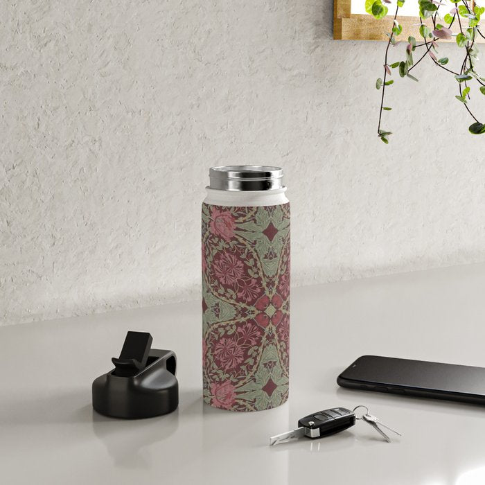 William Morris Plum Wine Floral Water Bottle Gallery Image 4