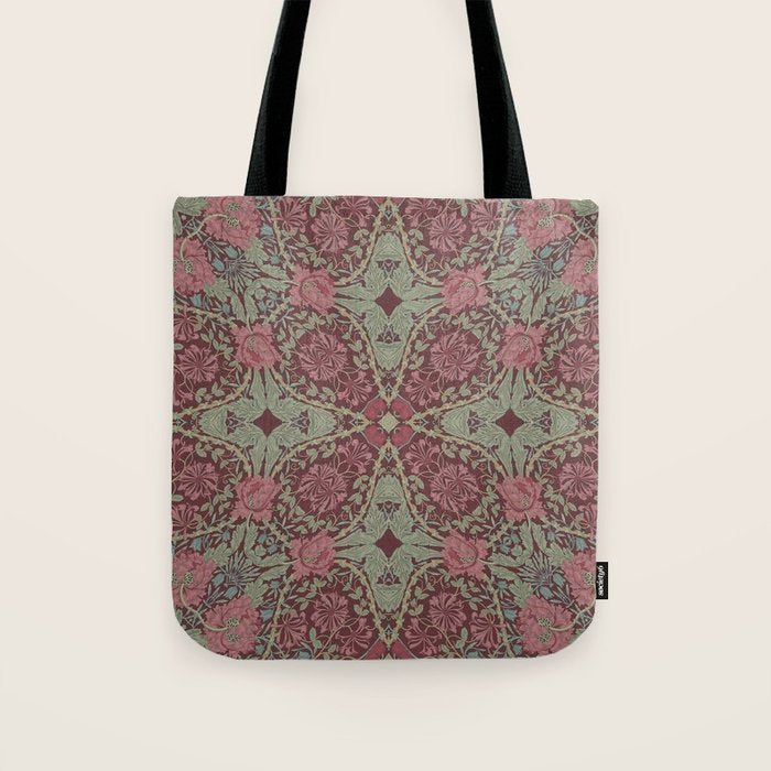 William Morris Plum Wine Floral Tote Bag Gallery Image 1
