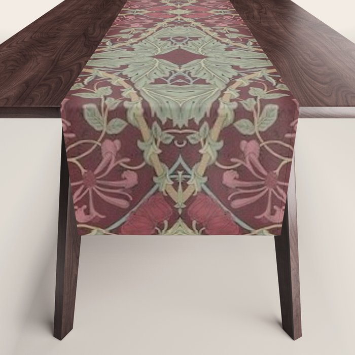 William Morris Plum Wine Floral Table Runner Gallery Image 1