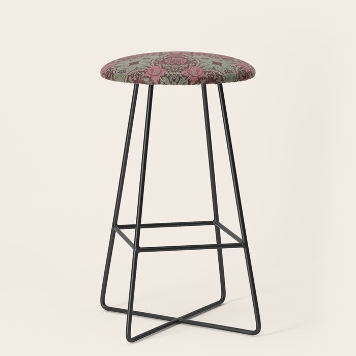 William Morris Plum Wine Floral Stool Gallery Image 1