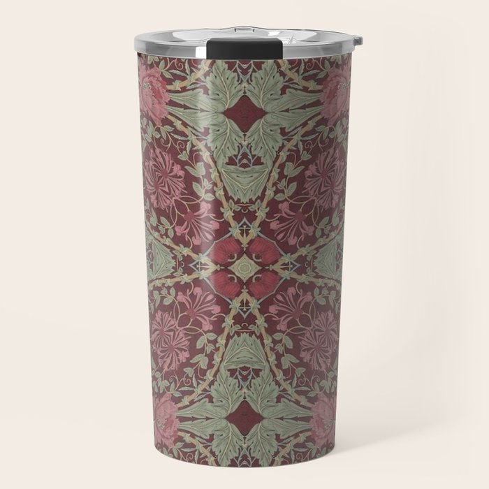 William Morris Plum Wine Floral Travel Mug Gallery Image 1
