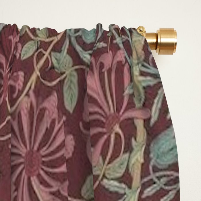 William Morris Plum Wine Floral Window Curtain Gallery Image 2