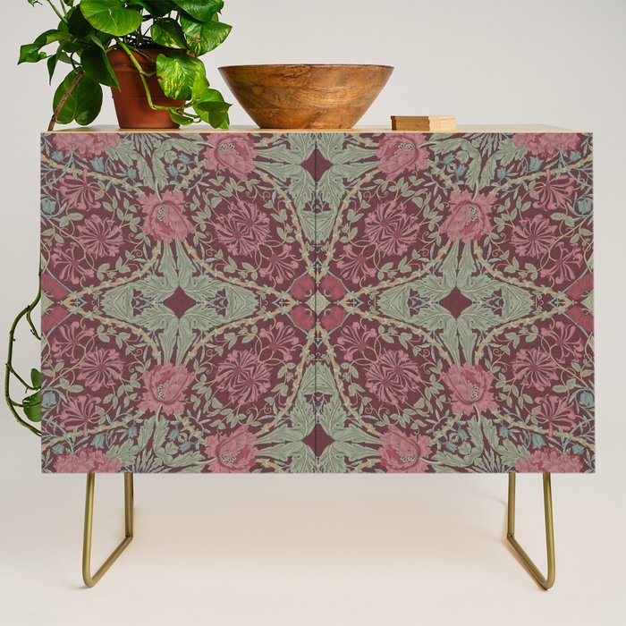 William Morris Plum Wine Floral Credenza Gallery Image 1