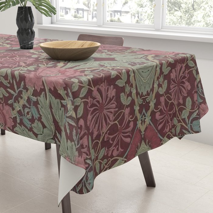 William Morris Plum Wine Floral Tablecloth Gallery Image 3