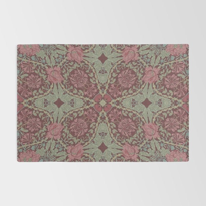 William Morris Plum Wine Floral Rug Gallery Image 2