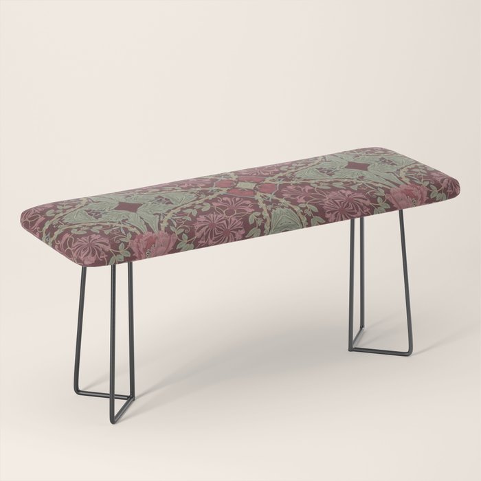 William Morris Plum Wine Floral Bench Gallery Image 1