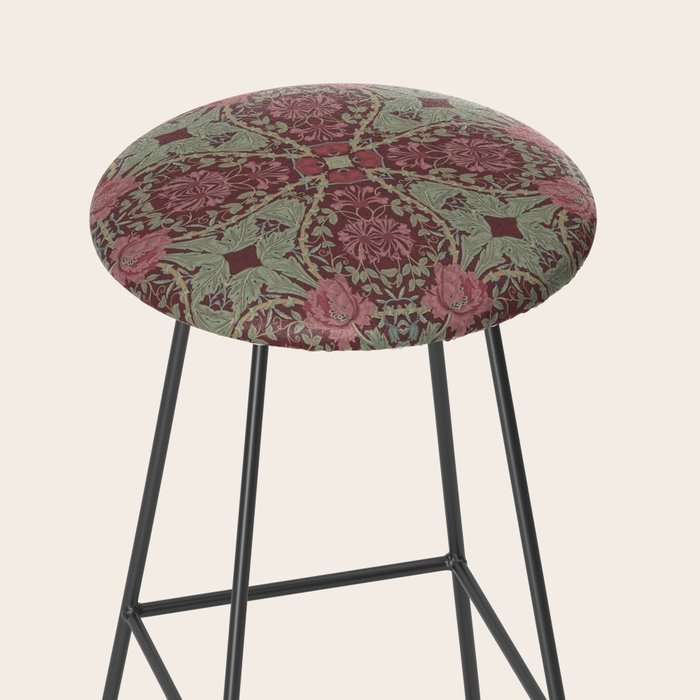 William Morris Plum Wine Floral Stool Gallery Image 2