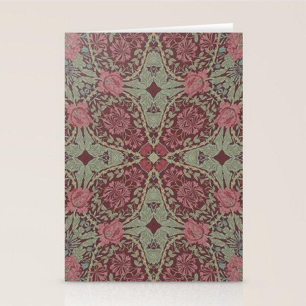 William Morris Plum Wine Floral Stationery Card Gallery Image 2