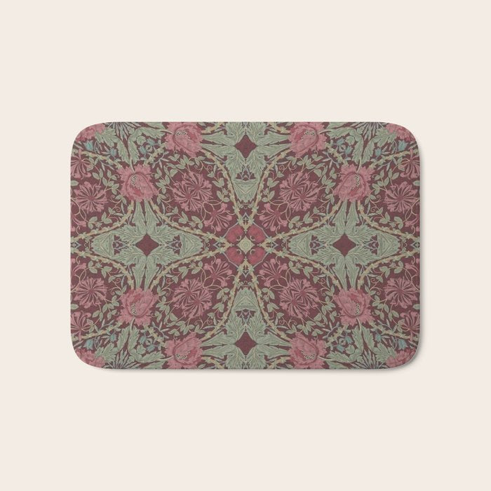 William Morris Plum Wine Floral Bath Mat Gallery Image 1