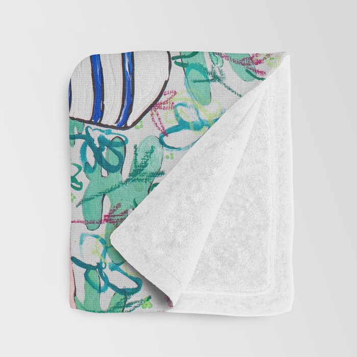 Cockatoo Vase - Bouquet of Flowers on Coral and Jungle Throw Blanket Gallery Image 3