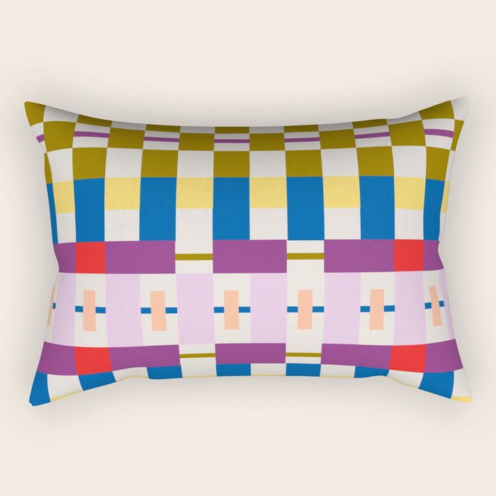 Bold Geometric Pattern Bauhaus Inspired Abstract Block Design  Retro Modern Decor Rectangular Pillow Gallery Image 1