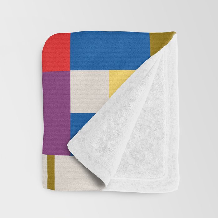 Bold Geometric Pattern Bauhaus Inspired Abstract Block Design  Retro Modern Decor Throw Blanket Gallery Image 3