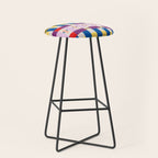 Bold Geometric Pattern Bauhaus Inspired Abstract Block Design  Retro Modern Decor Stool Gallery Image 1