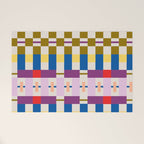 Bold Geometric Pattern Bauhaus Inspired Abstract Block Design  Retro Modern Decor Welcome Mat Gallery Image 1