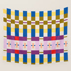 Bold Geometric Pattern Bauhaus Inspired Abstract Block Design  Retro Modern Decor Wall Tapestry Gallery Image 4