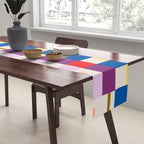 Bold Geometric Pattern Bauhaus Inspired Abstract Block Design  Retro Modern Decor Table Runner Gallery Image 2