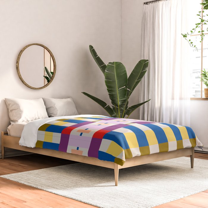Bold Geometric Pattern Bauhaus Inspired Abstract Block Design  Retro Modern Decor Comforter Gallery Image 2