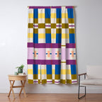 Bold Geometric Pattern Bauhaus Inspired Abstract Block Design  Retro Modern Decor Window Curtain Gallery Image 5
