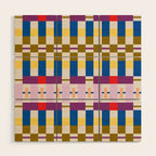 Bold Geometric Pattern Bauhaus Inspired Abstract Block Design  Retro Modern Decor Wood Wall Art Gallery Image 1