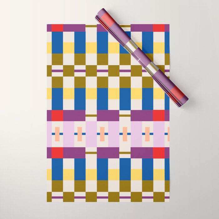 Bold Geometric Pattern Bauhaus Inspired Abstract Block Design  Retro Modern Decor Wrapping Paper Gallery Image 1