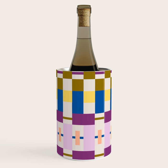 Bold Geometric Pattern Bauhaus Inspired Abstract Block Design  Retro Modern Decor Wine Chiller Gallery Image 1