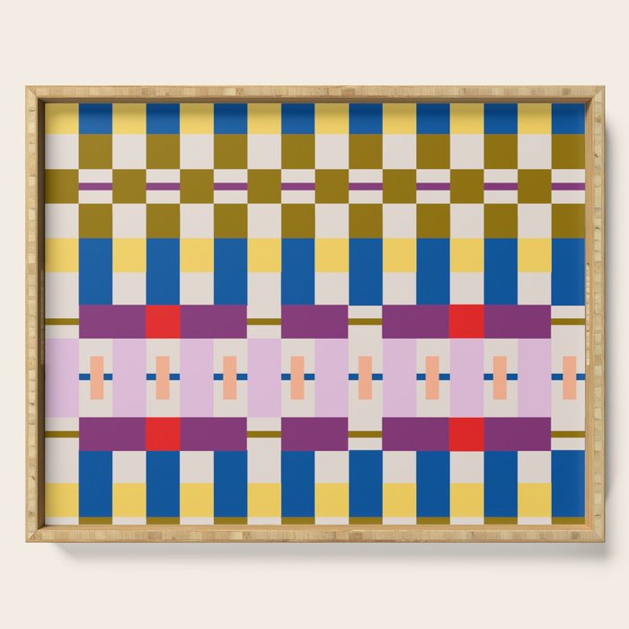 Bold Geometric Pattern Bauhaus Inspired Abstract Block Design  Retro Modern Decor Serving Tray Gallery Image 1