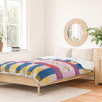 Bold Geometric Pattern Bauhaus Inspired Abstract Block Design  Retro Modern Decor Duvet Cover Gallery Image 2