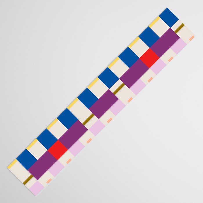 Bold Geometric Pattern Bauhaus Inspired Abstract Block Design  Retro Modern Decor Table Runner Gallery Image 3