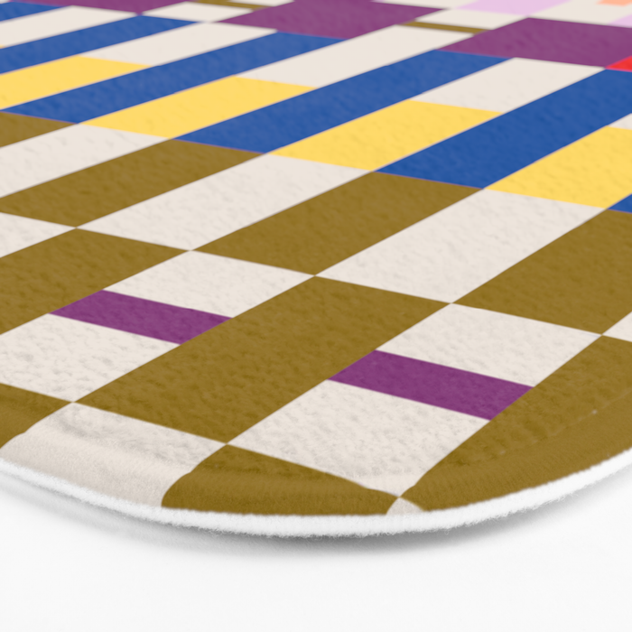 Bold Geometric Pattern Bauhaus Inspired Abstract Block Design  Retro Modern Decor Bath Mat Gallery Image 3