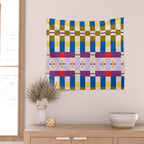Bold Geometric Pattern Bauhaus Inspired Abstract Block Design  Retro Modern Decor Wall Tapestry Gallery Image 2