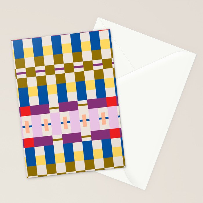 Bold Geometric Pattern Bauhaus Inspired Abstract Block Design  Retro Modern Decor Stationery Card Gallery Image 2