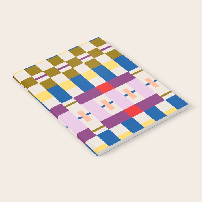 Bold Geometric Pattern Bauhaus Inspired Abstract Block Design  Retro Modern Decor Notebook Gallery Image 1