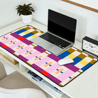 Bold Geometric Pattern Bauhaus Inspired Abstract Block Design  Retro Modern Decor Desk Mat Gallery Image 2