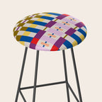 Bold Geometric Pattern Bauhaus Inspired Abstract Block Design  Retro Modern Decor Stool Gallery Image 2