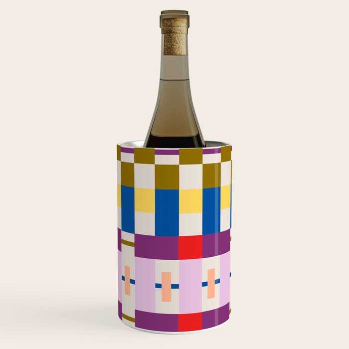 Bold Geometric Pattern Bauhaus Inspired Abstract Block Design  Retro Modern Decor Wine Chiller Gallery Image 3