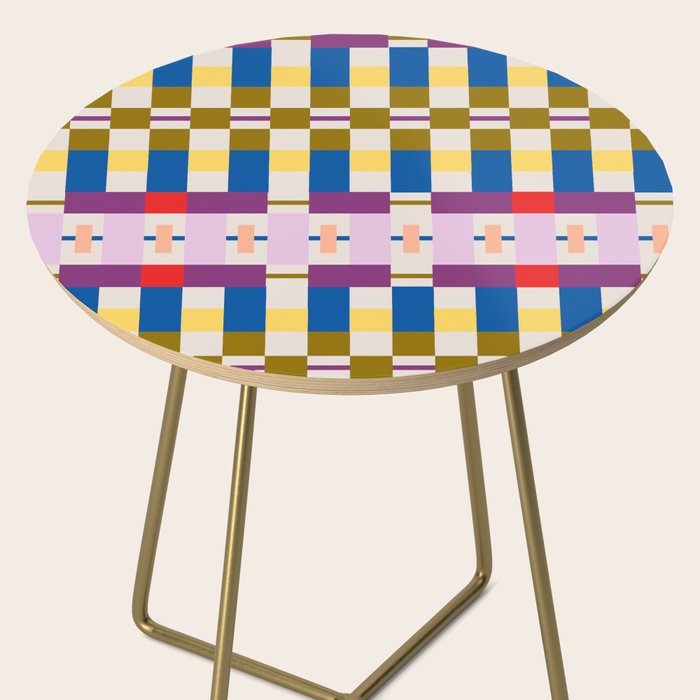Bold Geometric Pattern Bauhaus Inspired Abstract Block Design  Retro Modern Decor Side Table Gallery Image 2