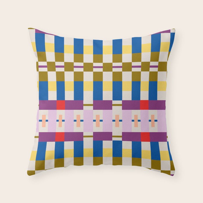 Bold Geometric Pattern Bauhaus Inspired Abstract Block Design  Retro Modern Decor Throw Pillow Gallery Image 6