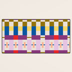 Bold Geometric Pattern Bauhaus Inspired Abstract Block Design  Retro Modern Decor Desk Mat Gallery Image 3