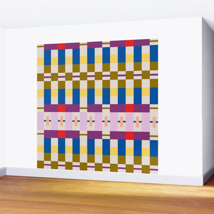 Bold Geometric Pattern Bauhaus Inspired Abstract Block Design  Retro Modern Decor Wall Mural Gallery Image 2