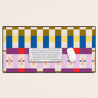 Bold Geometric Pattern Bauhaus Inspired Abstract Block Design  Retro Modern Decor Desk Mat Gallery Image 1