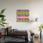 Bold Geometric Pattern Bauhaus Inspired Abstract Block Design  Retro Modern Decor Wood Wall Art Gallery Image 2