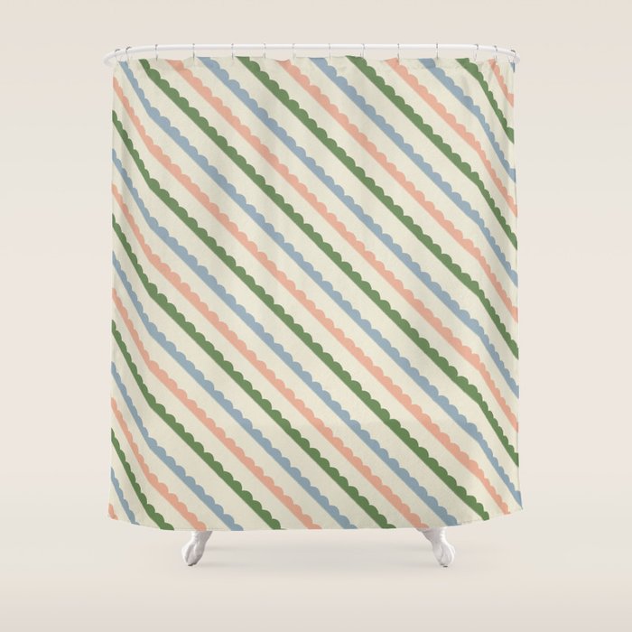Scallop Stripe Shower Curtain Gallery Image 1