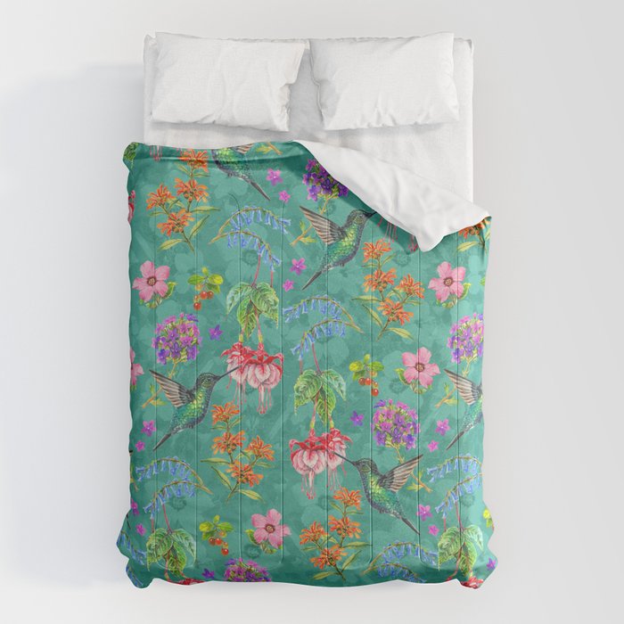Floral Hummingbirds - BBG Comforter Gallery Image 1