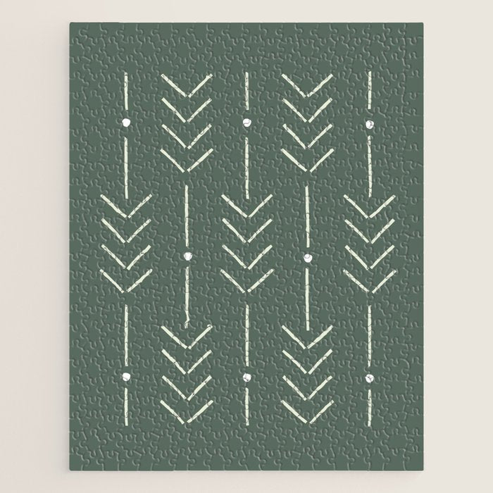 Arrow Lines Pattern in Forest Sage Green 2 Jigsaw Puzzle Gallery Image 1