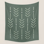 Arrow Lines Pattern in Forest Sage Green 2 Wall Tapestry Gallery Image 4