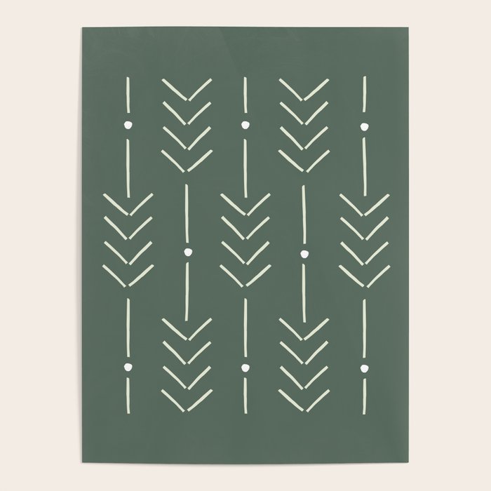 Arrow Lines Pattern in Forest Sage Green 2 Poster Gallery Image 1